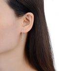 1 Pair 925 Sterling Silver Threader Earrings, Pull Through Dangle Cable Chain with Tiny 3mm Ball, Length Selections: 2/3/4/5/6 Inch