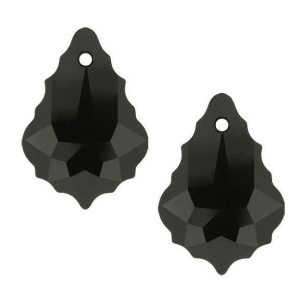 20pcs Creative Club Faceted Crystal Glass Baroque Chandelier Pendant Drops, Jet Black, 22x13mm Large, Hole ID 1mm, CCF-23