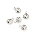 10pcs Grade A April Crystal Clear Birthstone Charm Drops, Stainless Steel, Tarnish Resistant, 10mm, CCP30-4