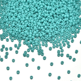 25g Miyuki Rocaille 15/0 Round Seed Beads Opaque Turquoise Green RR-412