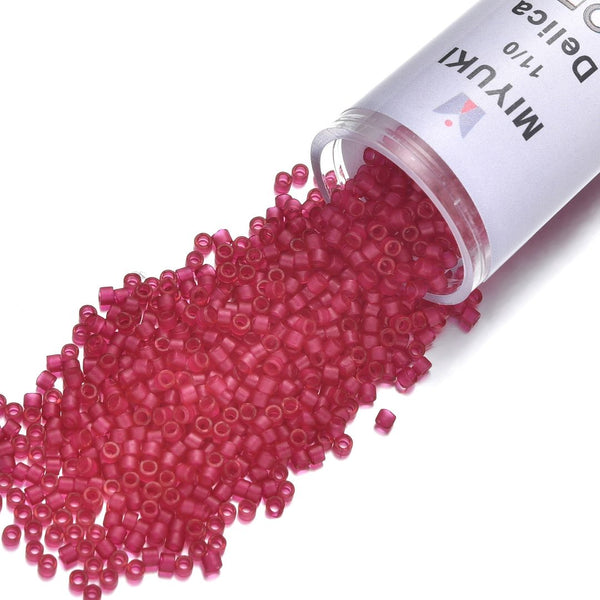 7.5g Miyuki Delica 11/0 Seed Beads, Matte Scarlet Light Topaz DB775
