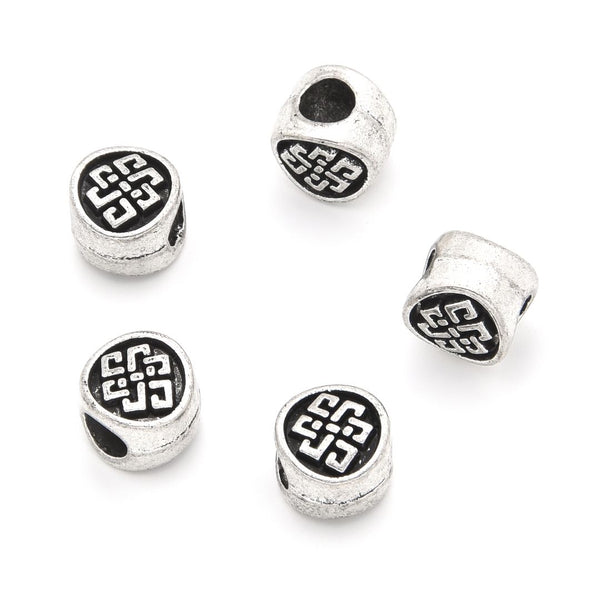 20pcs Ancient Celtic Knot Symbol of Protection Large Hole Beads, Hole ID 4.5mm, Antique Silver, Zinc Alloy Metal, MEC-D9