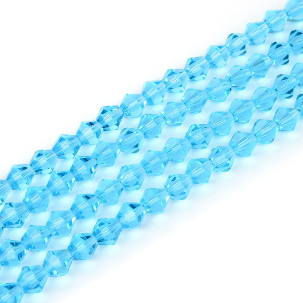 200pcs Creative Club Faceted Bicone Crystal Glass Beads, Aquamarine Blue, 8mm (0.31 Inch), Hole ID 1.1mm, CCB810