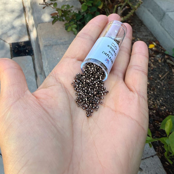 7.5g Miyuki Delica 11/0 Seed Beads, Opaque Metallic Dark Bronze DB22