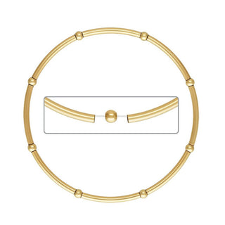 1pc Real 1/20 14K Gold Filled Stretchy Tube Beaded Bracelet, 6.75 Inch, JB-24