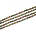 Natural Unakite Jasper Gemstone Cylinder Tube Beads, 13x4mm, Hole ID 1mm, 14.5 Inch/1 Strand, GH-H2
