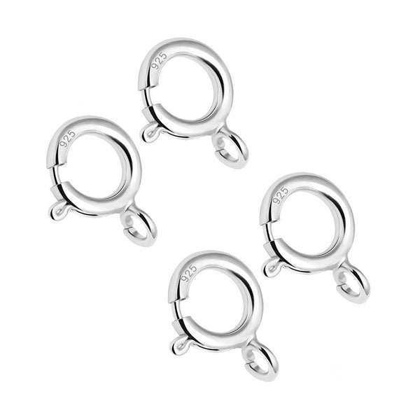 10pcs 925 Sterling Silver Springring Clasps, Open Ring, Size Selections: 5mm/7mm