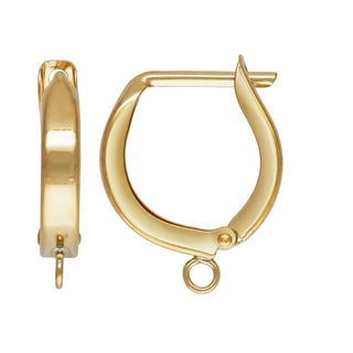 2pcs Real 1/20 14K Gold Filled 12mm Horseshoe Huggie Leverback Earring Hooks with Close Ring, 12mm, JK1-T