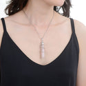 1pc Natural Pink Rose Quartz Hexagonal Pile Gemstone Pendant Necklace, 18 Inch Surgical Stainless Steel Chain, GGP-D8