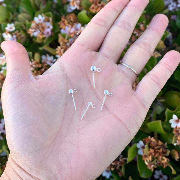 5 Pairs 925 Sterling Silver Ball Earring Posts, Open Ring, 10pcs Earring Backs, Ball Size Selections: 3mm/4mm/5mm