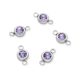 10pcs Grade A June Alexandrite Birthstone Links, Stainless Steel, Tarnish Resistant, 6mm, CCP34-6