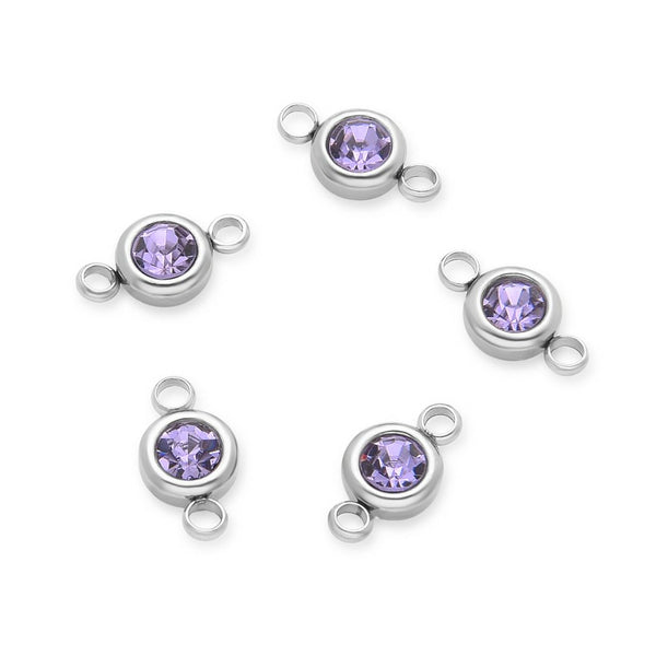 10pcs Grade A June Alexandrite Birthstone Links, Stainless Steel, Tarnish Resistant, 6mm, CCP34-6