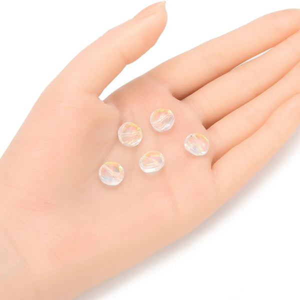25pcs Adabele Austrian Faceted Flat Round Twist Coin Crystal Beads #5621, Clear AB, 10mm, Hole ID 1.2mm, SSW1002