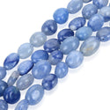 Natural Blue Aventurine Gemstone Oval Tumbled Pebble Beads, Irregular, 9mm to 12mm, Hole ID 1mm, 15 Inch/1 Strand, GZ12-29
