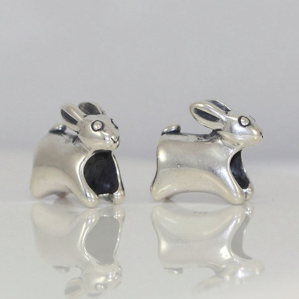 1pc Cute Real Solid Sterling Silver Rabbit Charm Bunny Bead, Compatible with Pandora All Other Charm Bracelets, EC482