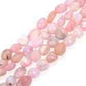 Natural Pink Opal Gemstone Oval Tumbled Pebble Beads, Irregular, 6mm to 8mm, Hole ID 1mm, 15 Inch/1 Strand, GZ11-4