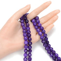 Natural Amethyst Purple Jade Gemstone Faceted Round Beads, 10mm, Hole ID 1mm, 14 Inch/1 Strand, GH-G17