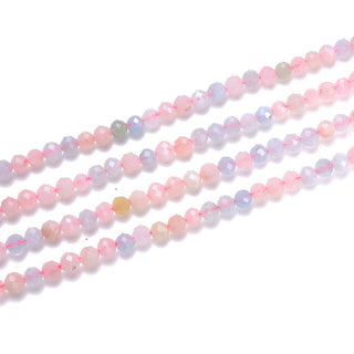 Natural Morganitge Beryl Gemstone Tiny Small Faceted Round Beads, 3mm, Hole ID 0.6mm, 15 Inch/1 Strand, GK3-10