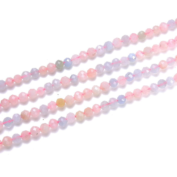 Natural Morganitge Beryl Gemstone Tiny Small Faceted Round Beads, 4mm, Hole ID 0.6mm, 15 Inch/1 Strand, GK4-10