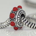 1pc Solid 925 Sterling Silver Flower Charm Lucky Red Stone Bead, Compatible with Pandora All Other Charm Bracelet, EC179