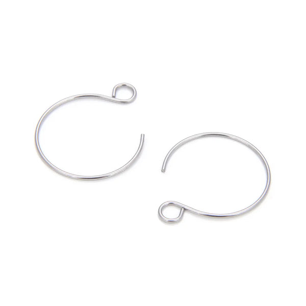 100pcs 316 Stainless Steel Round Hoop Earring Hooks (12mm/15mm/20mm)