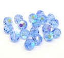 25pcs Adabele Austrian Faceted Round Crystal Beads #5000, Light Sapphire Blue AB, Size Selections: 6mm/8mm