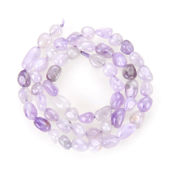 Natural Purple Lavender Jade Gemstone Oval Tumbled Pebble Beads, Irregular, 6mm to 8mm, Hole ID 1mm, 15 Inch/1 Strand, GZ11-19