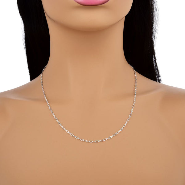 1pc 925 Sterling Silver Diamond Cut Flat Cable Link Chain Necklace, 2.2mm, Length Selections: 18/20/22/24/26 inch