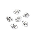 20pcs Made with Love Heart Charms, 12.6mm Small Double Sided Heart Drop Pendants, Antique Silver, MC-D15