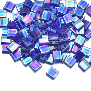 10g Miyuki Full Tila Square Seed Beads 5x5mm, Rainbow Dark Cobalt (TL-177)