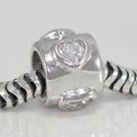 1pc Solid 925 Sterling Silver Heart Charm Love You Forever Bead Cubic Zirconia CZ fit All Charm Bracelets Women Men Gift EC271