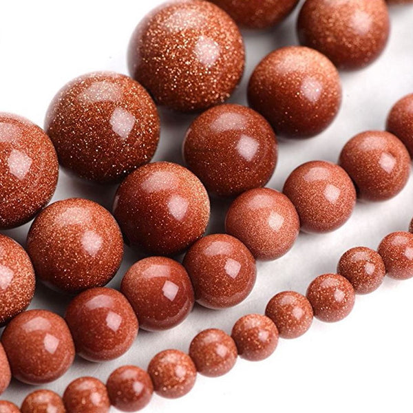 Brown Goldstone Sandstone Gemstone Round Beads, 1 Strand/15 Inch, Size Selections: 4mm/6mm/8mm/10mm
