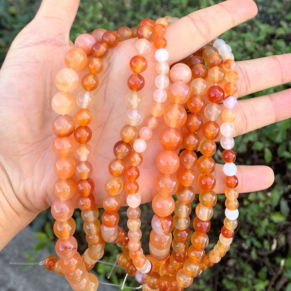 AAA Natural Orange Red Agate Gemstone Round Beads, 15 Inch/1 Strand, Size Selections: 4mm/6mm/8mm/10mm