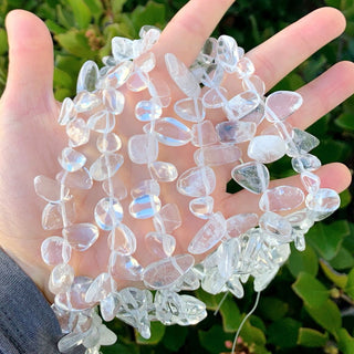 Natural White Quartz Clear Crystal Gemstone Petal Keishi Beads, Irregular, 10mm-20mm, Hole ID 1mm, 1 Strand/15 Inch, GZ6-20