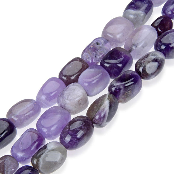 Natural Purple Amethyst Crystal Gemstone Tumbled Nugget Beads, Irregular, 10mm-13mm, Hole ID 1mm, 1 Strand/15 Inch, GZ4-9