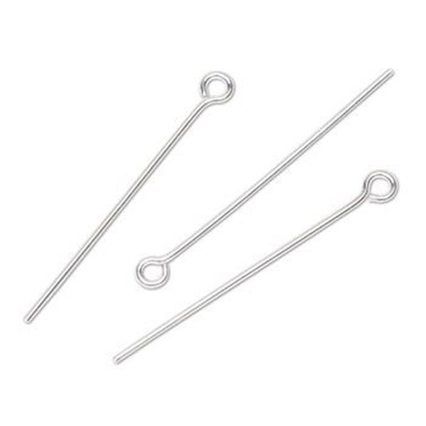 20pcs 925 Sterling Silver Eyepins Eye Pin, 0.4mm/26 Gauge, Length Selections: 25mm/30mm/38mm