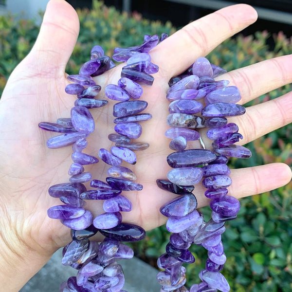 Natural Purple Amethyst Crystal Gemstone Stick Point Beads, Irregular, 7mm-23mm Long, Hole ID 1mm 1 Strand/15 Inch, GZ5-13