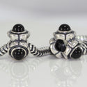 1pc Solid 925 Sterling Silver 3 Crown Bead Charm, Compatible with Pandora All Other Charm Bracelet, EC182