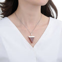 1pc Natural Carnelian Red Agate Triangle Gemstone Pendant Necklace, 18 Inch Surgical Stainless Steel Chain, GGP-A1