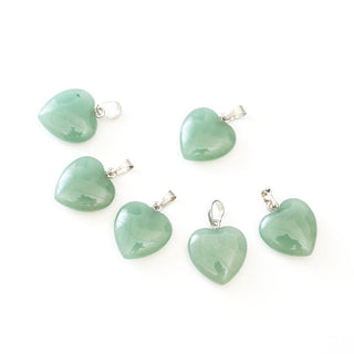 4pcs Natural Green Aventurine Gemstone Pendants, 20mm Heart Shaped Stone Drops, G2P-H4