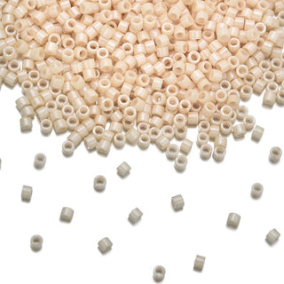7.5g Miyuki Delica 11/0 Seed Beads, Opaque Glazed Light Beige Luster DB204