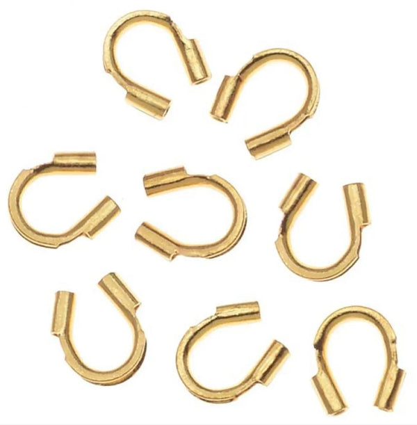 200pcs Wire Guard Thread Protector, 18K Yellow Gold Plated Brass, Hole ID Selections: 0.5mm/1.6mm