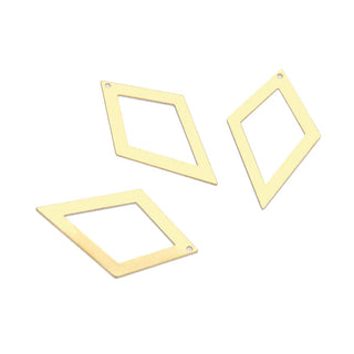 20pcs Raw Brass Large Rhombus Diamond Pendant Drops, 41mm Connector, Unplated/Uncoated, CX-A19