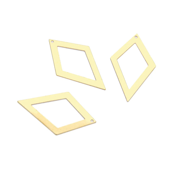 20pcs Raw Brass Large Rhombus Diamond Pendant Drops, 41mm Connector, Unplated/Uncoated, CX-A19