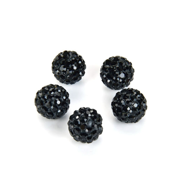 25pcs Adabele Grade A Suncatcher Crystal Rhinestone Pave Polymer Clay Beads, Jet Black, Size Selections: 8mm/10mm/12mm