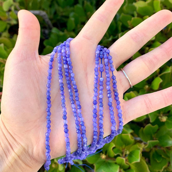 Natural Tanzanite Violet Jade Gemstone Faceted Round Beads, 3mm/Small Tiny, Hole ID 0.8mm, 2 Strands/26 Inch Total, GH3R-17