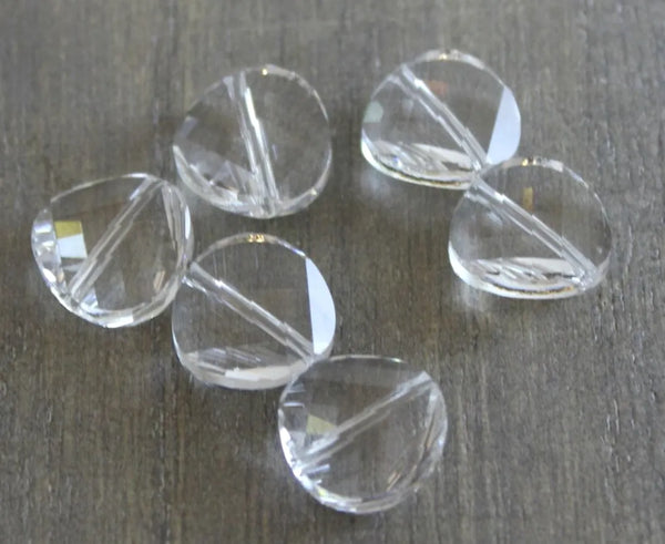 25pcs Adabele Austrian Faceted Flat Round Twist Coin Crystal Beads #5621, Crystal Clear, 10mm, Hole ID 1.2mm, SSW1001