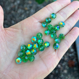 25pcs Adabele Austrian Faceted Round Crystal Beads #5000, Peridot Green AB, Size Selections: 6mm/8mm