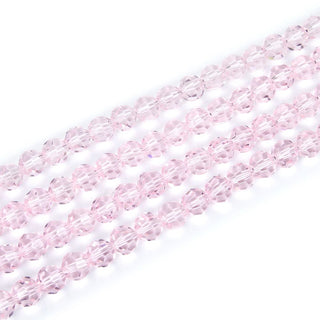 500pcs Creative Club Faceted Round Crystal Glass Beads, Light Rose Pink, 4mm (0.16 inch) Small Tiny, Hole ID 1mm, CC2R403