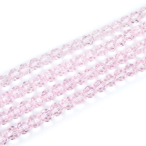 500pcs Creative Club Faceted Round Crystal Glass Beads, Light Rose Pink, 4mm (0.16 inch) Small Tiny, Hole ID 1mm, CC2R403
